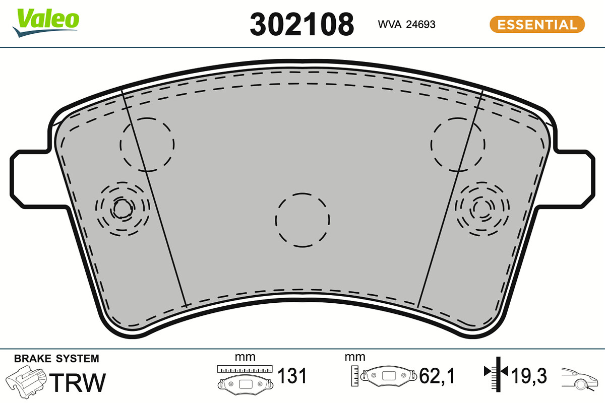 Jeu de 4 plaquettes de frein VALEO ref. 302108